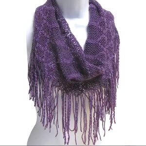 Britt's Knits Purple Fringe Infinity Scarf